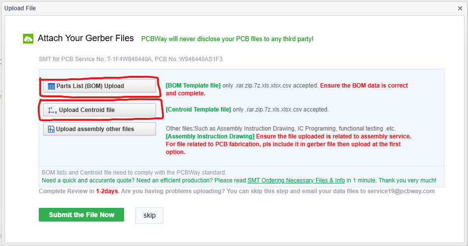 Upload Gerber Files